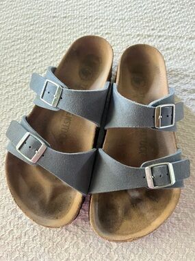 Birkenstock Black Double-Strap Sandals with Silver Buckles